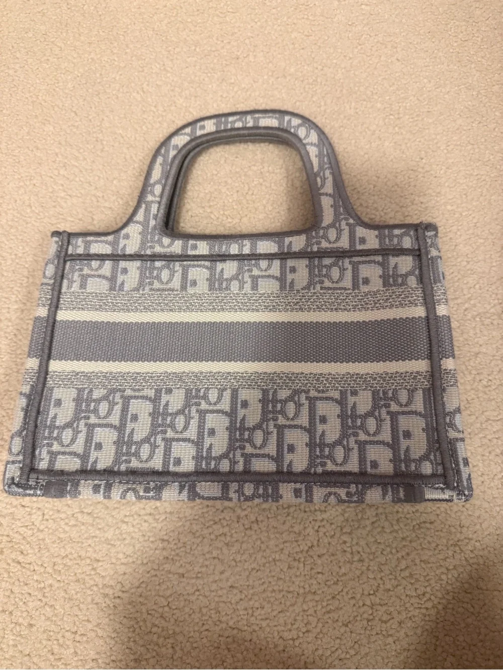 Christian Dior Mini Oblique Jacquard Book Bag in Gray - Picture 2 of 4